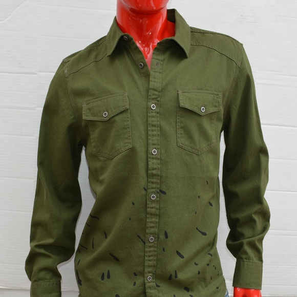 New G by GUESS Men's Sweater Shirt -Army Green - Picture 5 of 8